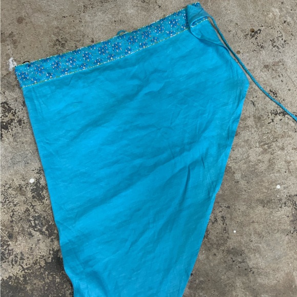 NWT Turquoise Beaded Sarong Swimsuit Beach Cover Up Bathing Suit Bikini Wrap OBO - Picture 2 of 10